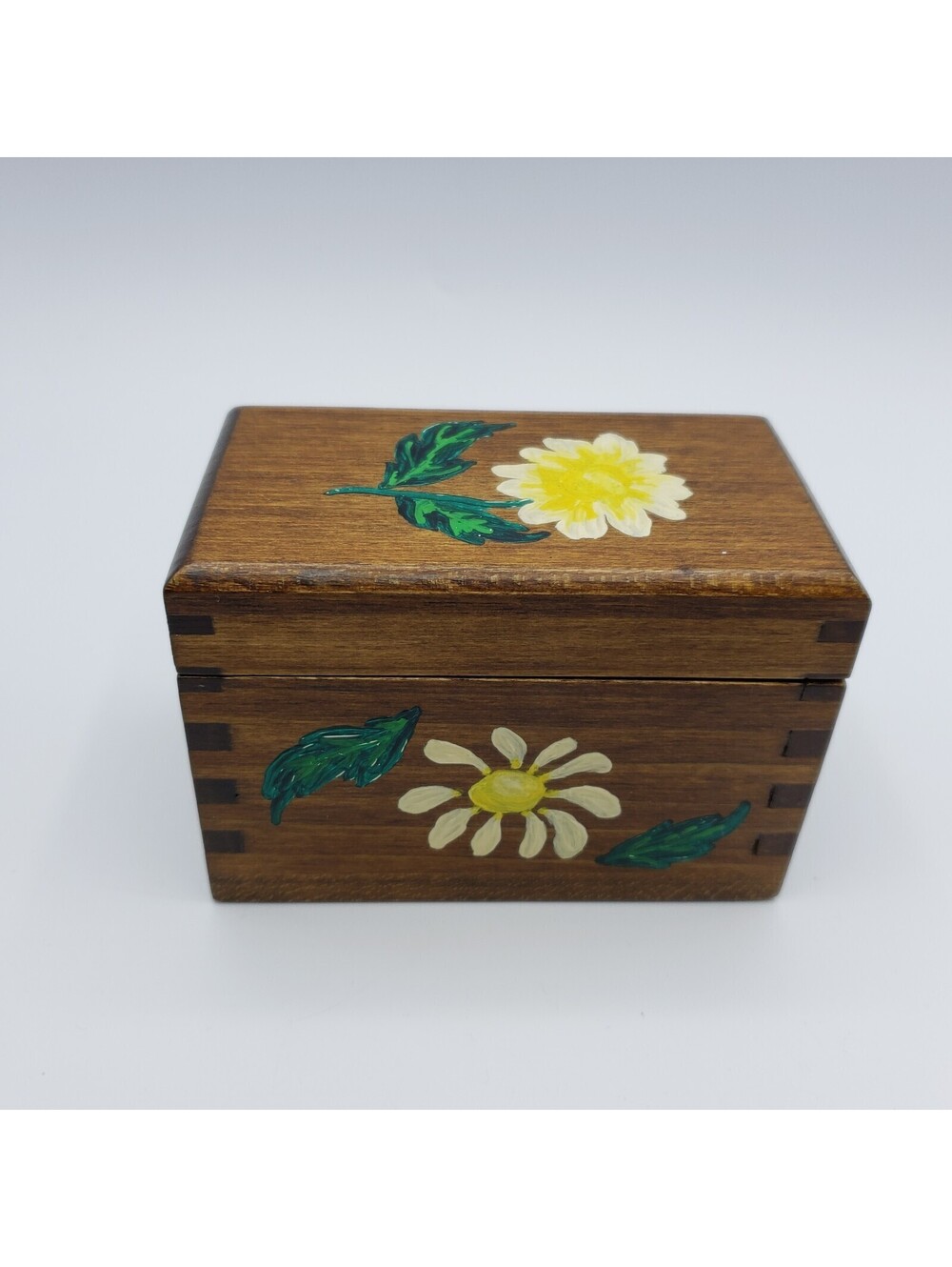 Vintage NOS Hallmark Playing Cards Roses in Wood Hand Painted Box Holder